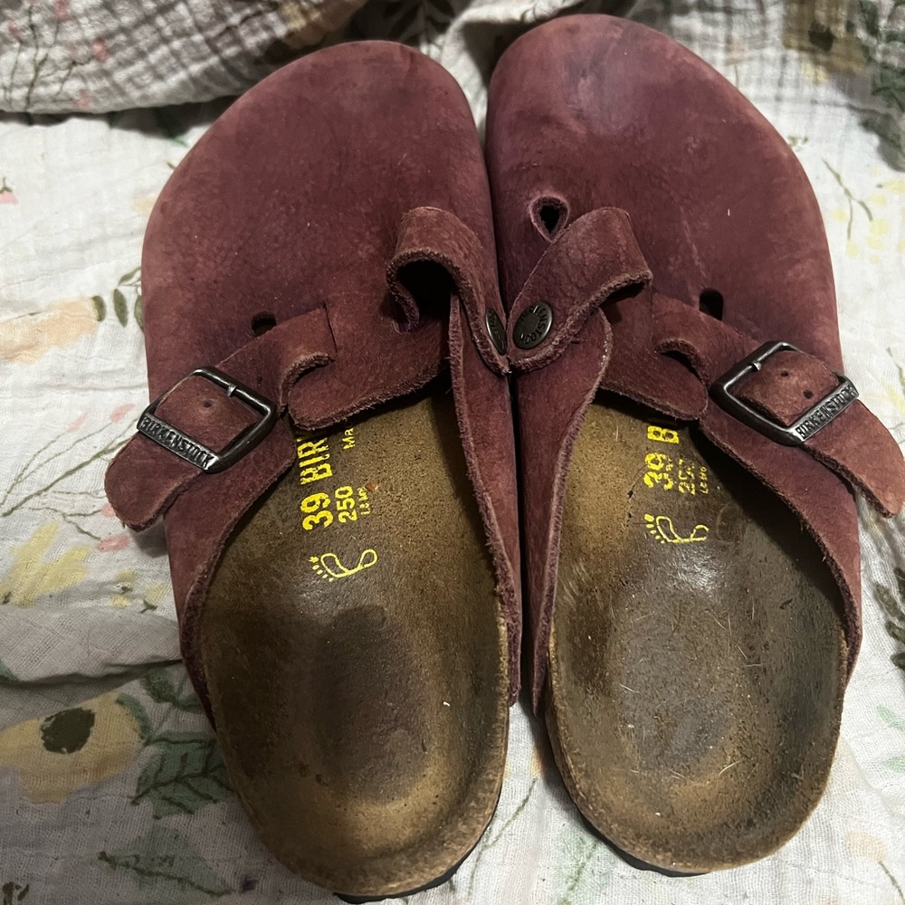 Birkenstock Boston Vintage Zinfandel Pebbled Leather Clogs - Picture 2 of 6